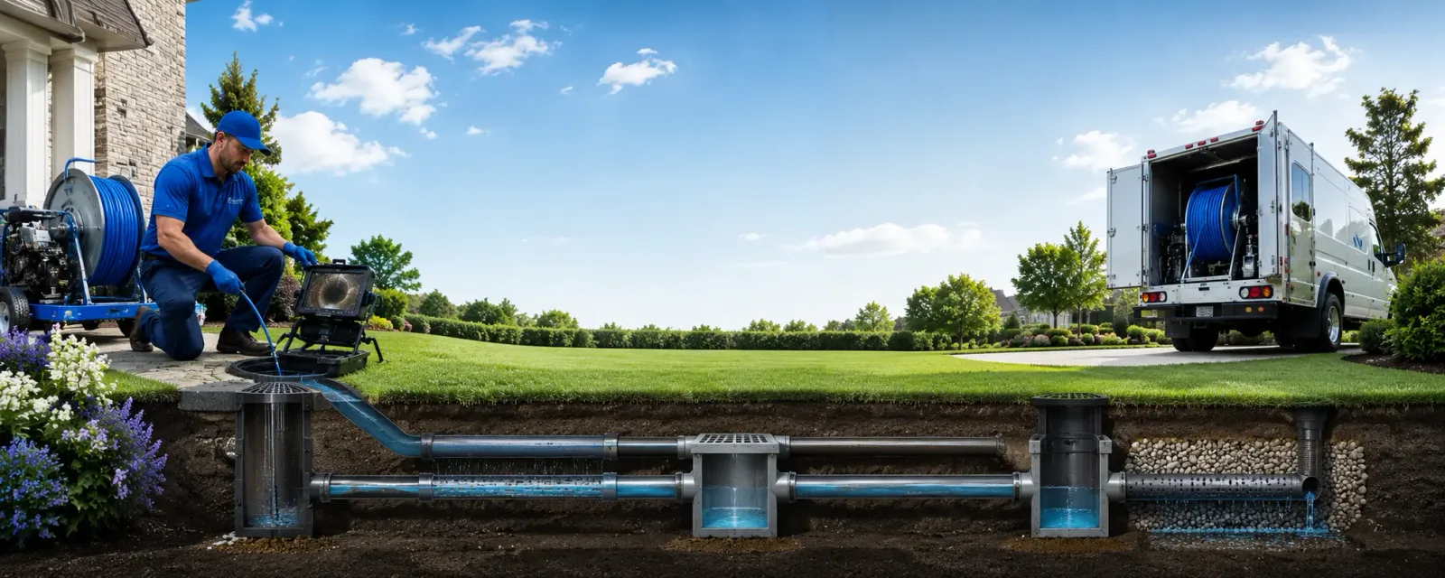 Outdoor drain cleaning information for River Pines, CA